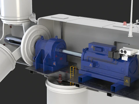 Offshore Wind Turbine Cutaway 3D Model