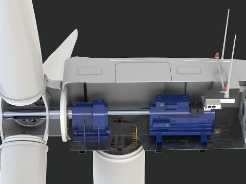 Offshore Wind Turbine Cutaway 3D Model