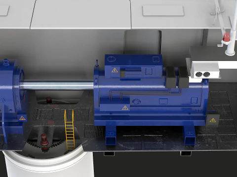 Offshore Wind Turbine Cutaway 3D Model