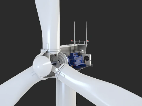 Offshore Wind Turbine Cutaway 3D Model
