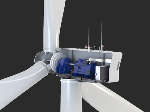 Offshore Wind Turbine Cutaway 3D Model