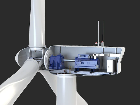 Offshore Wind Turbine Cutaway 3D Model