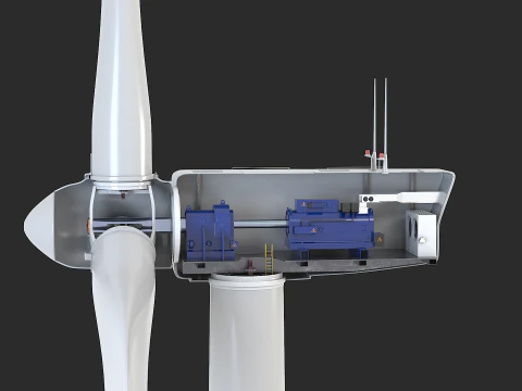 Offshore Wind Turbine Cutaway 3D Model