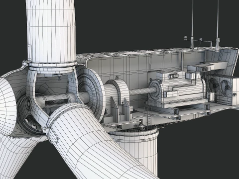 Offshore Wind Turbine Cutaway 3D Model