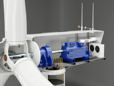 Offshore Wind Turbine Cutaway 3D Model