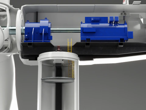 Offshore Wind Turbine Cutaway 3D Model