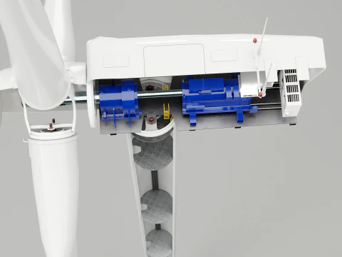 Offshore Wind Turbine Cutaway 3D Model