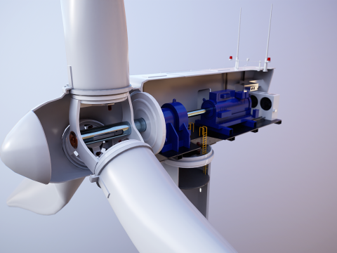 Spaccato della turbina eolica offshore Modello 3D