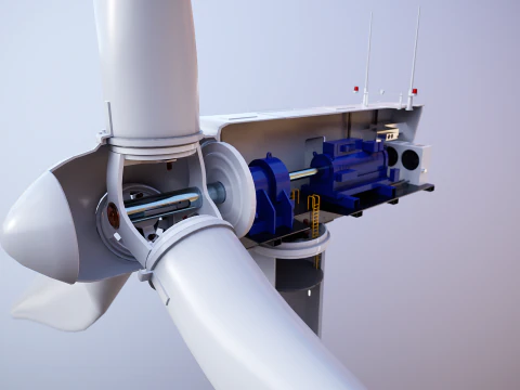 Offshore Wind Turbine Cutaway 3D Model