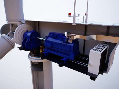 Offshore Wind Turbine Cutaway 3D Model