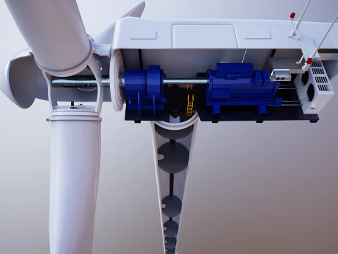 Offshore Wind Turbine Cutaway 3D Model
