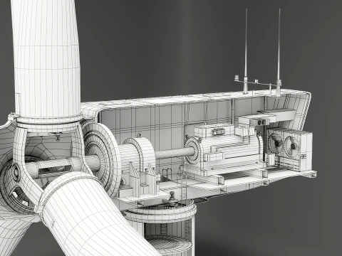 Offshore Wind Turbine Cutaway 3D Model