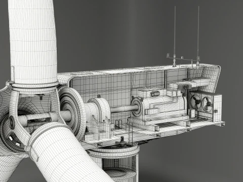 Offshore Wind Turbine Cutaway 3D Model