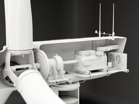 Морская ветряная турбина в разрезе, без материалов 3D Модель