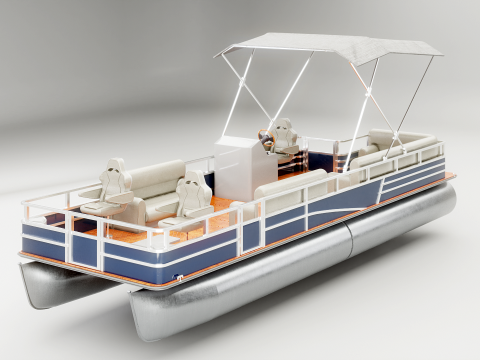 폰툰 보트 3D 모델