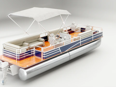 Barco pont&oacute;n Modelo 3D