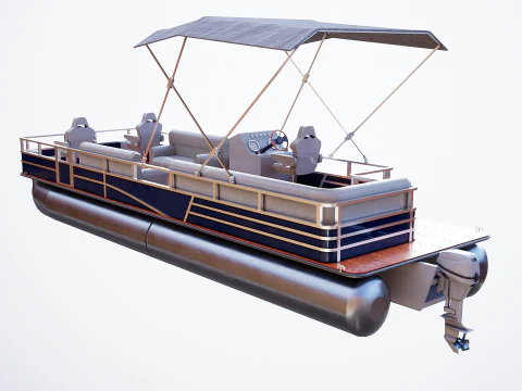 Barco pont&oacute;n Modelo 3D