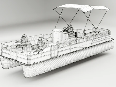 Barco pont&oacute;n Modelo 3D