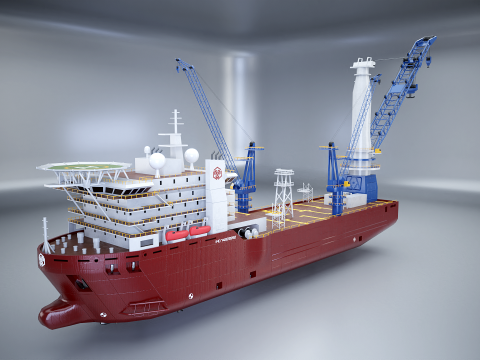 Корабль-кран 3D Модель