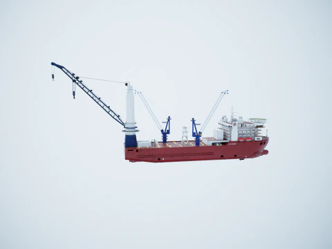 Navio guindaste usado e enferrujado Modelo 3D