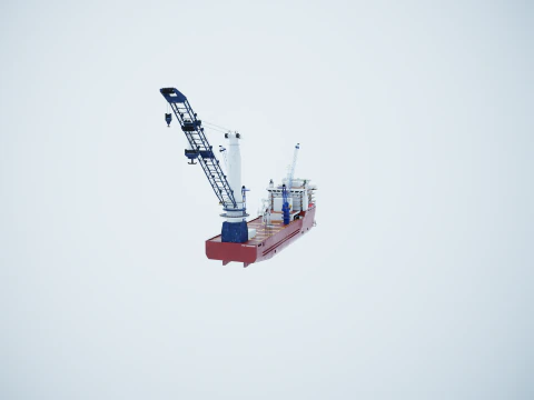 Navio guindaste usado e enferrujado Modelo 3D