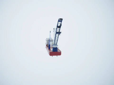 Navio guindaste usado e enferrujado Modelo 3D