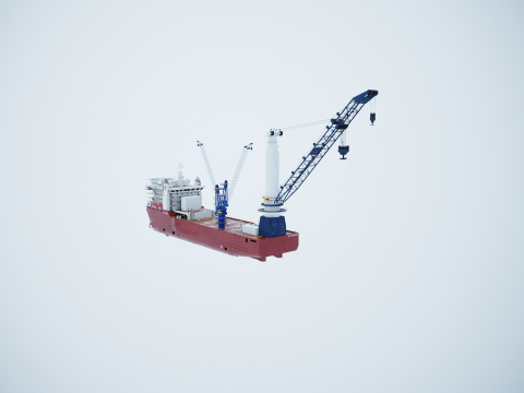 Nave gru usata e arrugginita Modello 3D