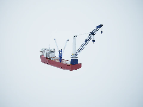 Navio guindaste usado e enferrujado Modelo 3D