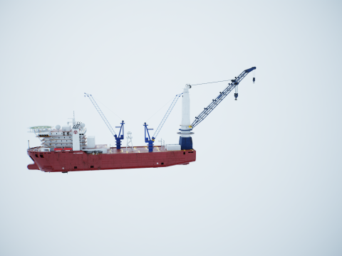 Nave gru usata e arrugginita Modello 3D