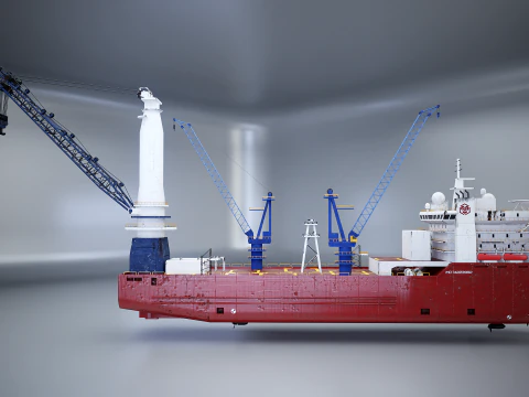 Navio guindaste usado e enferrujado Modelo 3D