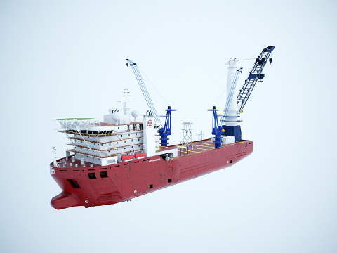 Nave gru usata e arrugginita Modello 3D