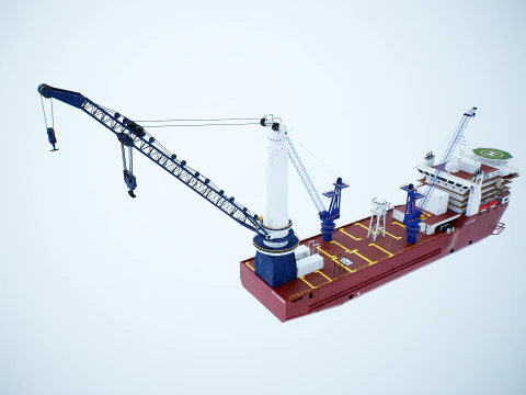 Navio guindaste usado e enferrujado Modelo 3D