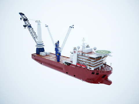 Nave gru usata e arrugginita Modello 3D