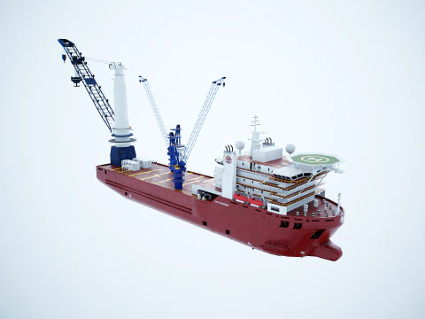 Navio guindaste usado e enferrujado Modelo 3D