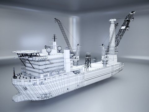 Nave gru usata e arrugginita Modello 3D