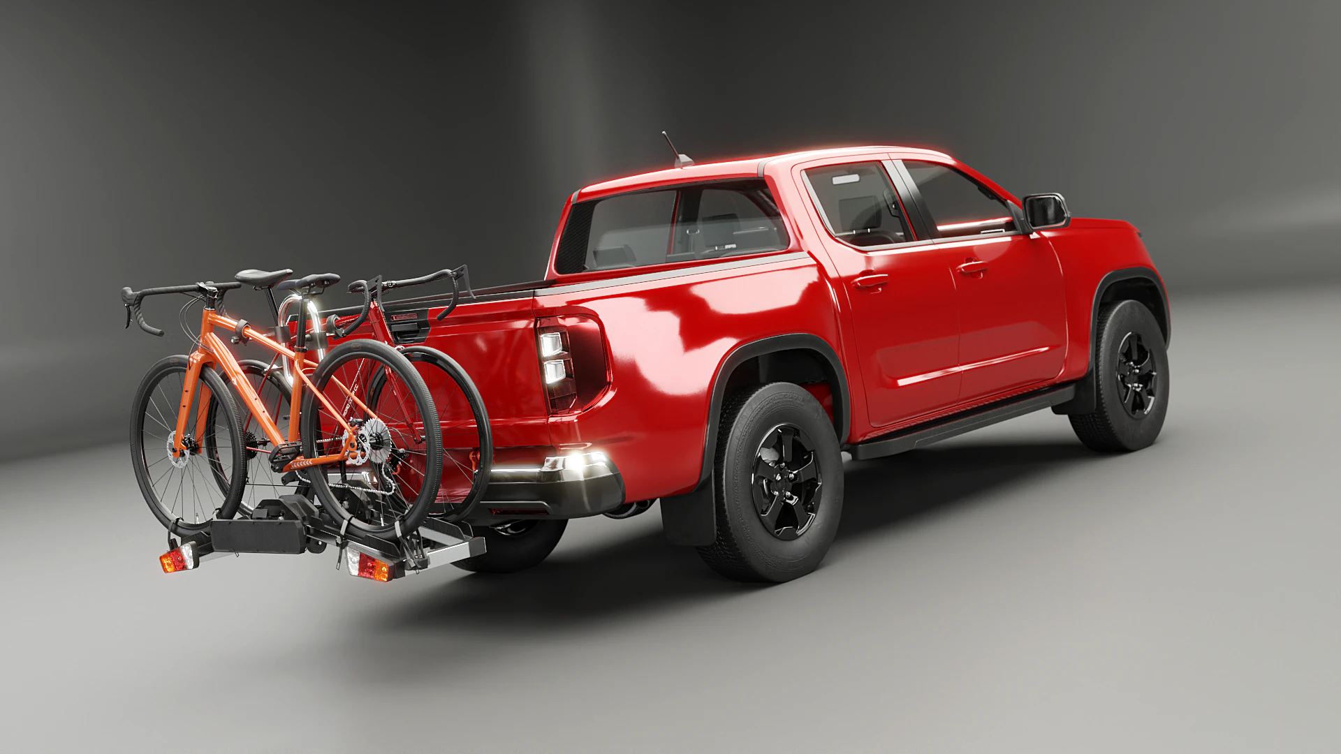 Portabici moderno generico per pick-up e gancio di traino per bici da strada e ghiaia Modello 3D .c4d .max .obj .3ds .fbx .stl .blend 
