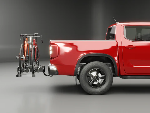 Portabici moderno generico per pick-up e gancio di traino per bici da strada e ghiaia Modello 3D
