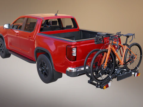 Portabici moderno generico per pick-up e gancio di traino per bici da strada e ghiaia Modello 3D