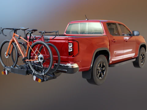 Portabici moderno generico per pick-up e gancio di traino per bici da strada e ghiaia Modello 3D