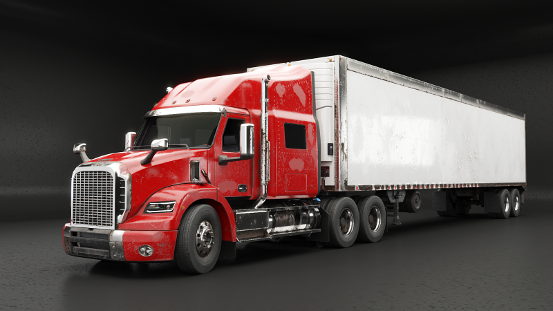 Semirimorchio generico con cabina letto e rimorchio refrigerato americano - arrugginito Modello 3D .c4d .max .obj .3ds .fbx .stl .blend