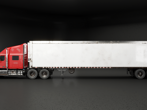 Semirimorchio generico con cabina letto e rimorchio refrigerato americano - arrugginito Modello 3D