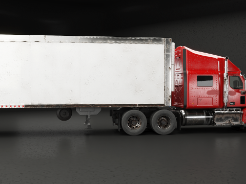 Semirimorchio generico con cabina letto e rimorchio refrigerato americano - arrugginito Modello 3D