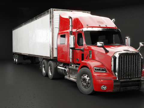 Semirimorchio generico con cabina letto e rimorchio refrigerato americano - arrugginito Modello 3D