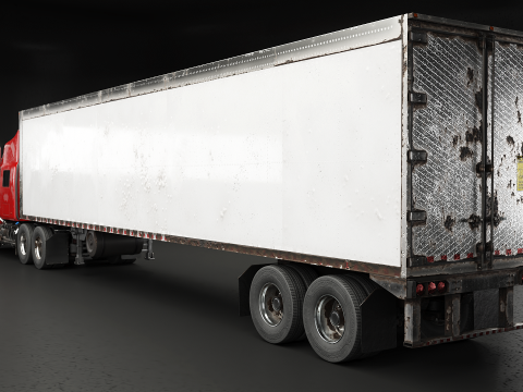 Semirimorchio generico con cabina letto e rimorchio refrigerato americano - arrugginito Modello 3D