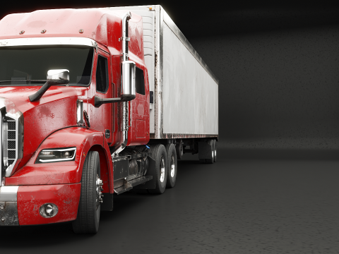 Semirimorchio generico con cabina letto e rimorchio refrigerato americano - arrugginito Modello 3D