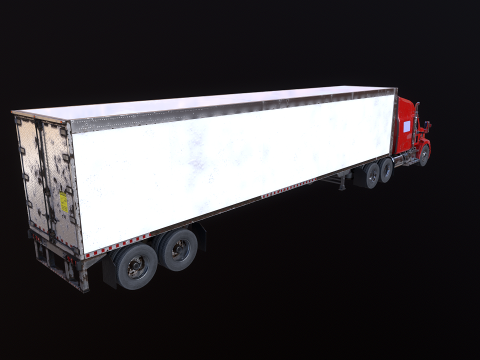 Semirimorchio generico con cabina letto e rimorchio refrigerato americano - arrugginito Modello 3D
