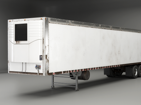 Semirimorchio generico con cabina letto e rimorchio refrigerato americano - arrugginito Modello 3D