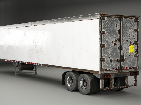 Semirimorchio generico con cabina letto e rimorchio refrigerato americano - arrugginito Modello 3D