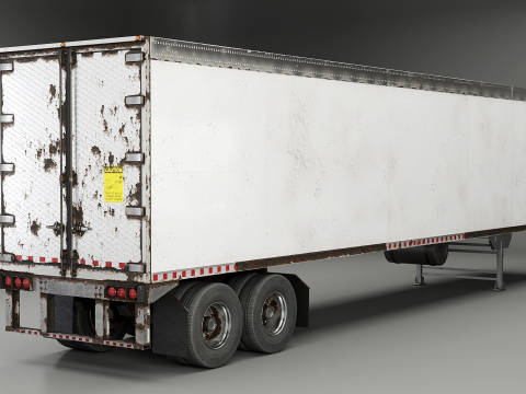 Semirimorchio generico con cabina letto e rimorchio refrigerato americano - arrugginito Modello 3D