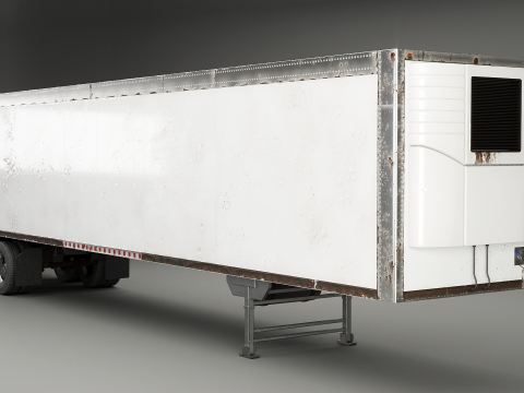 Semirimorchio generico con cabina letto e rimorchio refrigerato americano - arrugginito Modello 3D